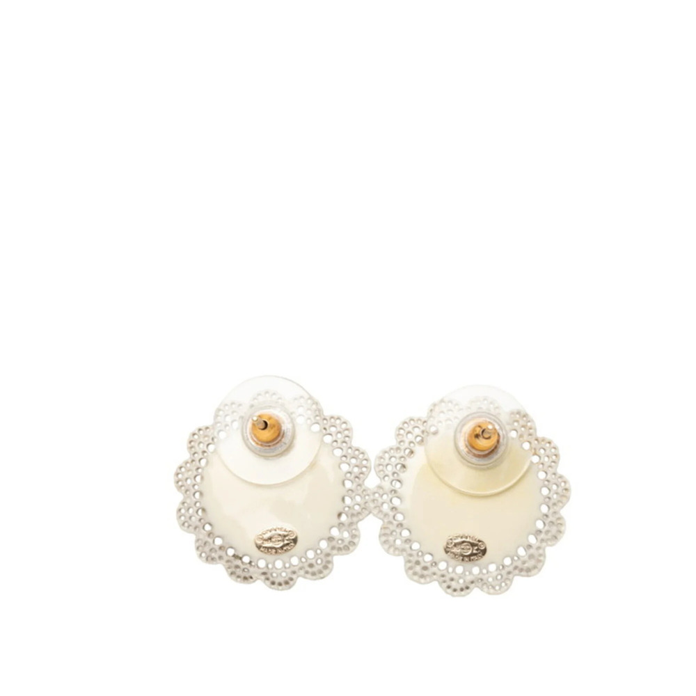 CHANEL White Pearl Logo Earrings - Picture 2 of 3
